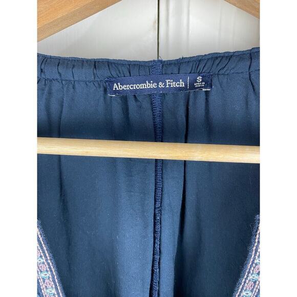 Abercrombie & Fitch Women's S Blue Embroidered Floral Mini Boho Shift Dress - Picture 3 of 9